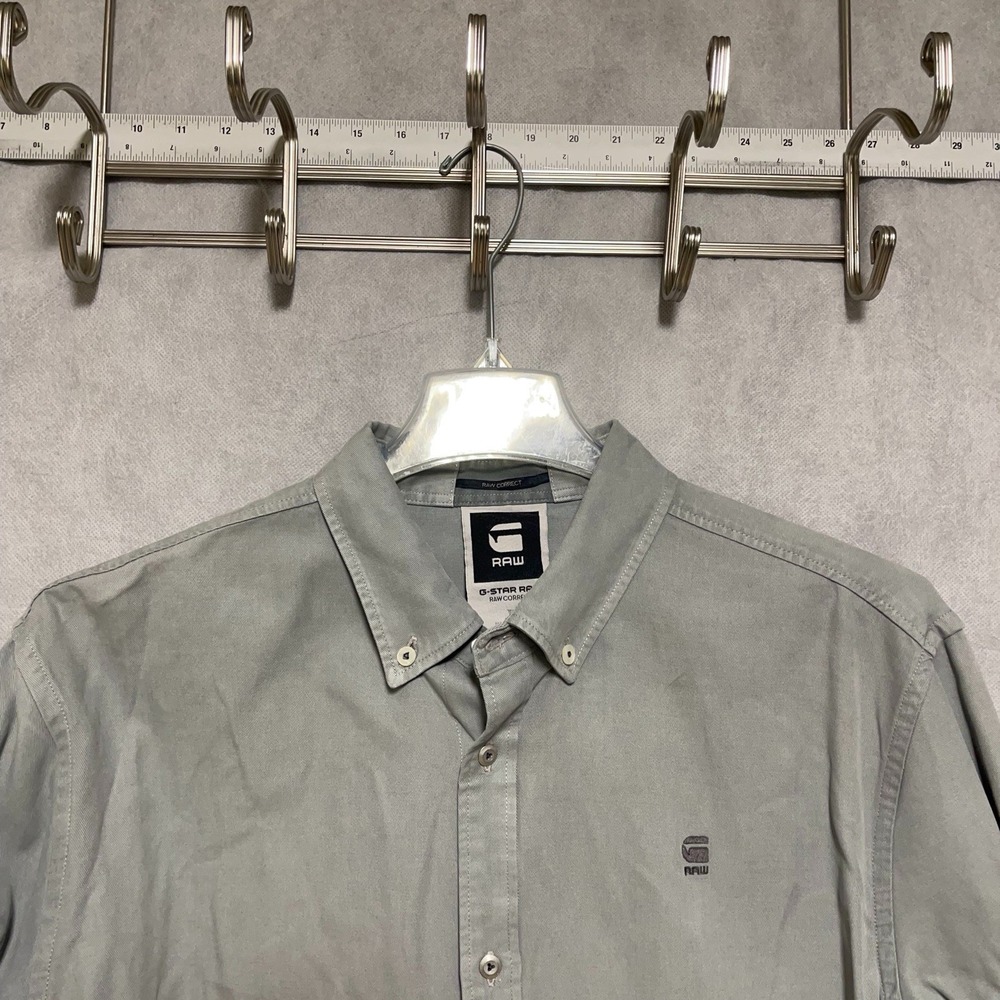 G-Star Raw Shirt Men Size XXL Gray Correct Lyocell Cotton Button Up Twill Casual